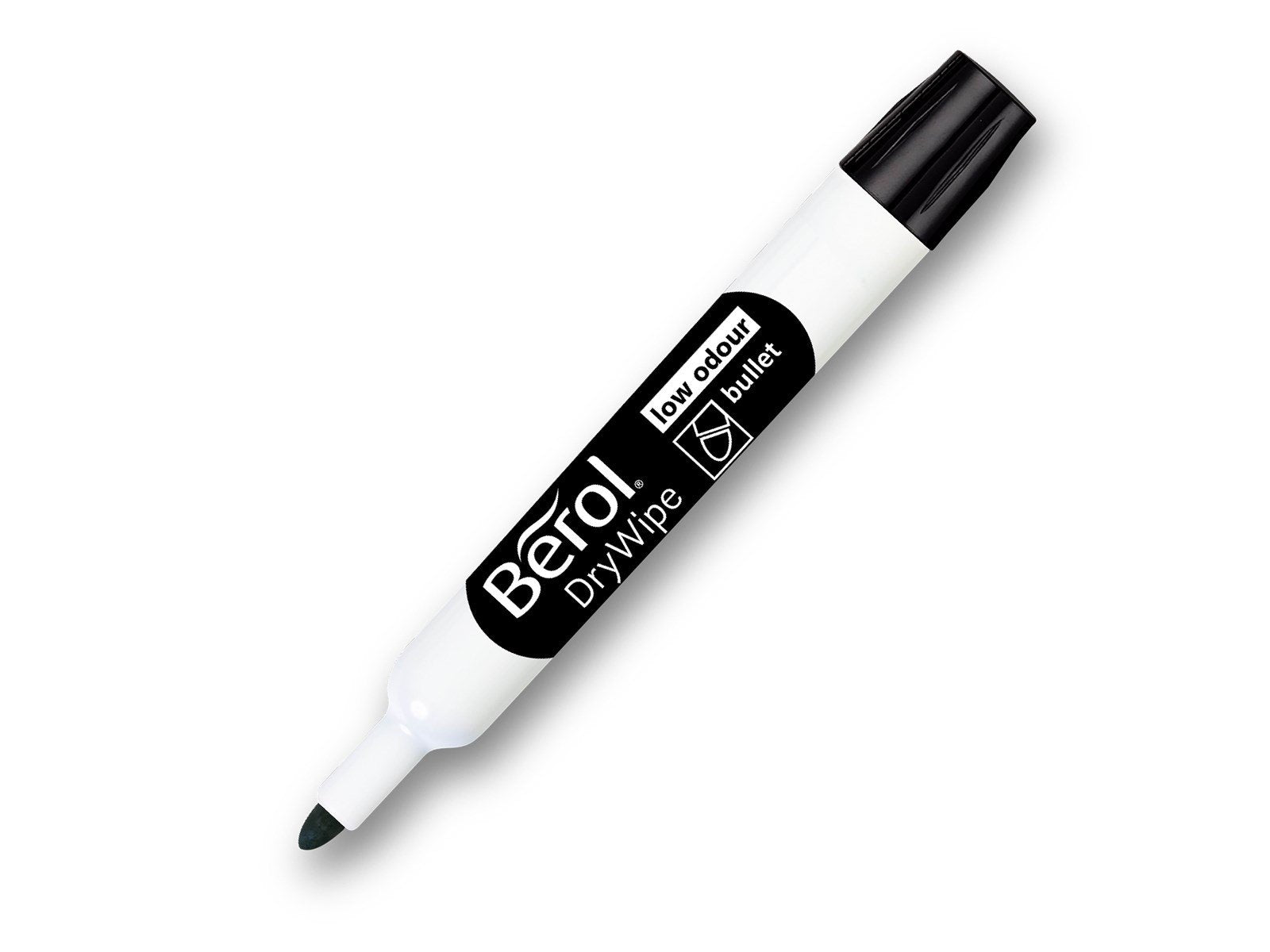 Berol Trocken abwischbarer Whiteboard-Marker, Punktspitze: 2 mm – Schwarz, 12er-Pack
