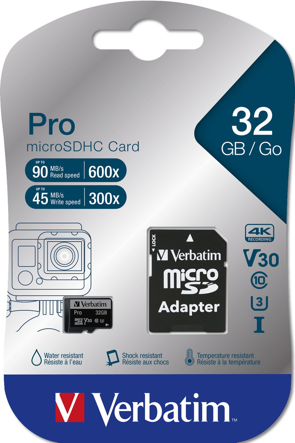 SD MicroSD Card  32GB Verbatim SDHC Pro Class 10 + Adapter retai