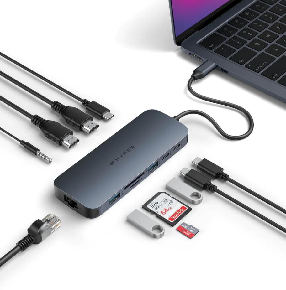 Hyper® HyperDrive EcoSmart™ Gen.2 Universal USB-C® 8-in-1 Hub w 140 W PD3.1 Power Pass-thru