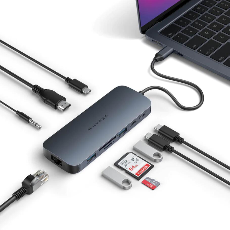 Hyper® HyperDrive EcoSmart™ Gen.2 Universal USB-C® 10-in-1 Hub w 140 W PD3.1 Power Pass-thru