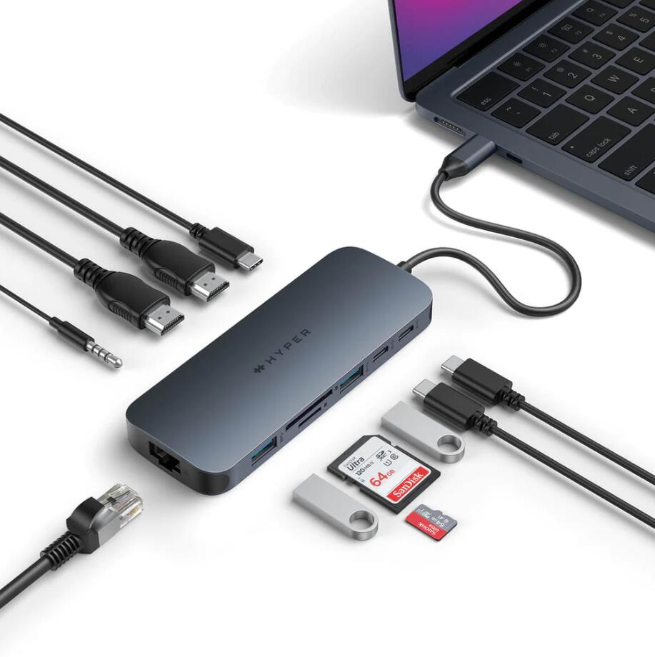 Hyper® HyperDrive EcoSmart™ Gen.2 Dual HDMI USB-C® 11-in-1 Hub w 140 W PD3.1 Pass-Thru - For MST enabled devices