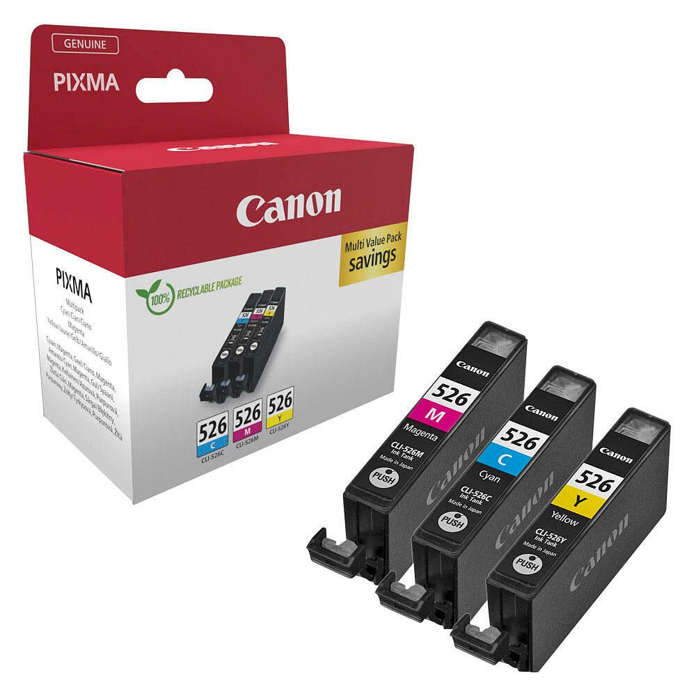 Canon Original CLI-526 Druckerpatronen je 1 x cyan, magenta, gelb (4541B018)