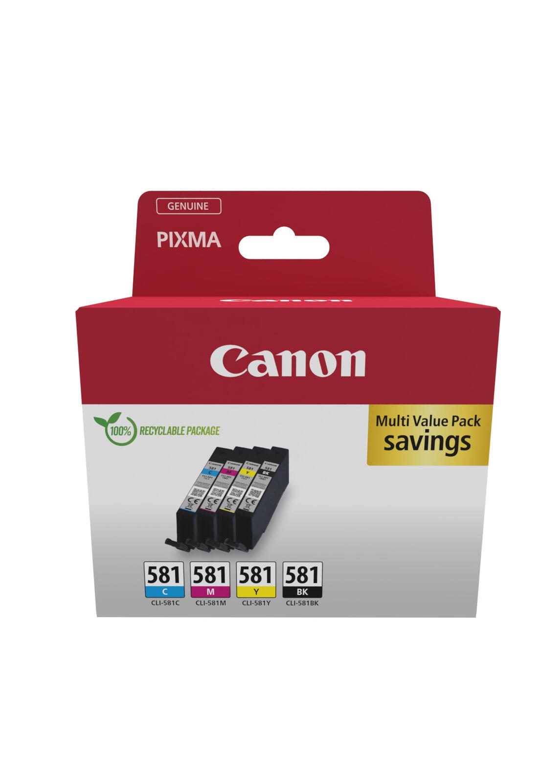 Canon Original CLI-581 Druckerpatronen - 4er Multipack (cyan, magenta, gelb, schwarz) (2103C007)