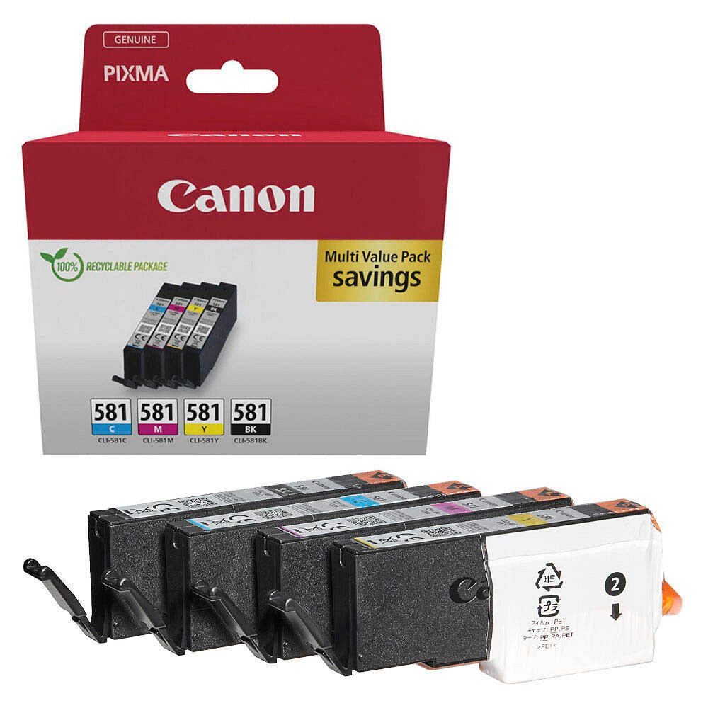 Canon Original CLI-581 Druckerpatronen - 4er Multipack (cyan, magenta, gelb, schwarz) (2103C007)