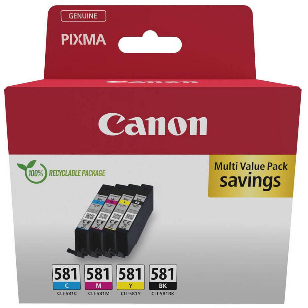 Canon Original CLI-581 Druckerpatronen - 4er Multipack (cyan, magenta, gelb, schwarz) (2103C007)