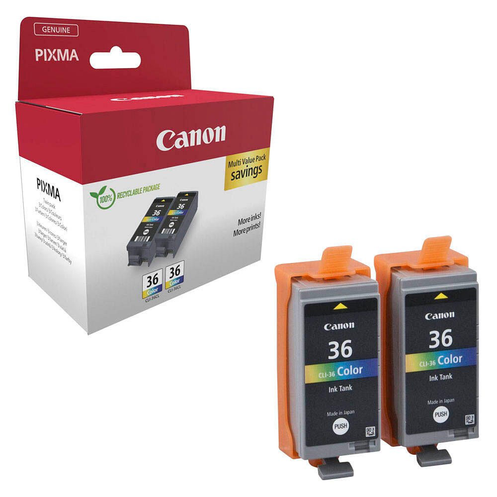 Canon Original CLI-36 color Druckerpatronen 2er-Pack - cyan magenta gelb