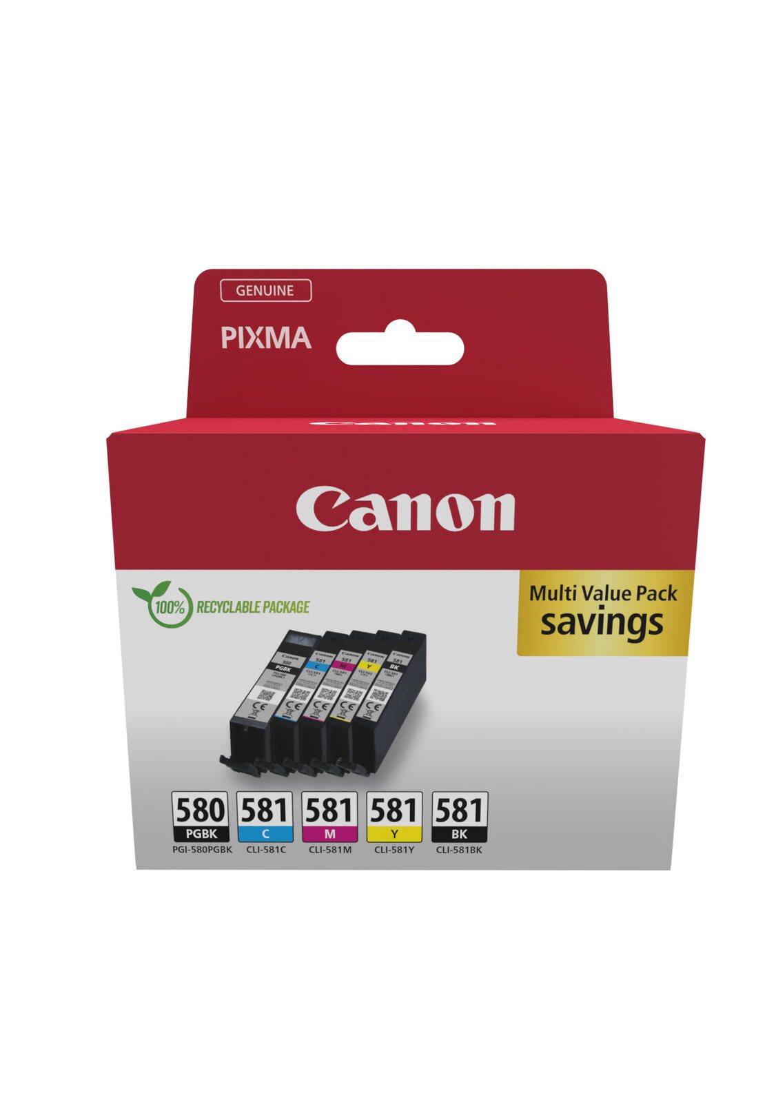 Canon Original PGI-580 + CL-581 Druckerpatronen Multipack - 1 x schwarz / je 1 x CMY (2078C007)