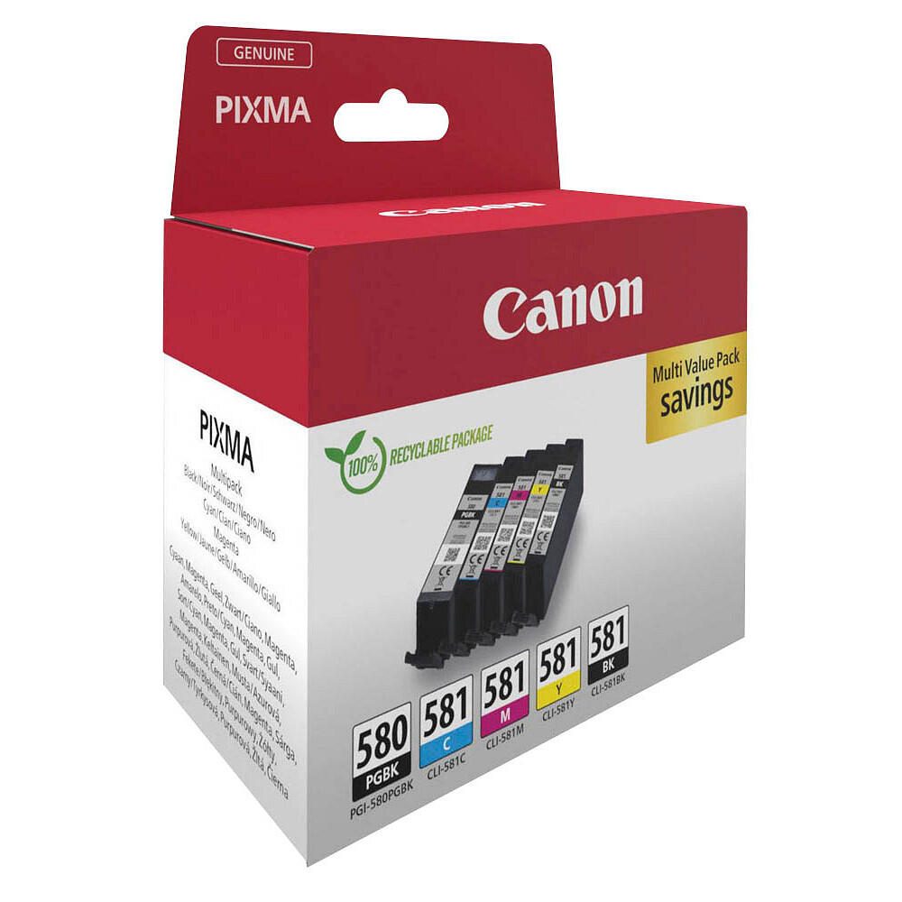 Canon Original PGI-580 + CL-581 Druckerpatronen Multipack - 1 x schwarz / je 1 x CMY (2078C007)