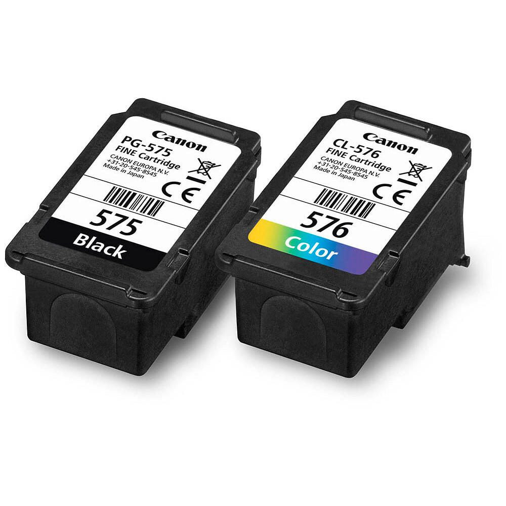 Canon Original PG-575 + CL-576 Druckerpatronen Valuepack - 1 x schwarz / 1 x farbig + 50 Blatt Fotopapier (5438C004)