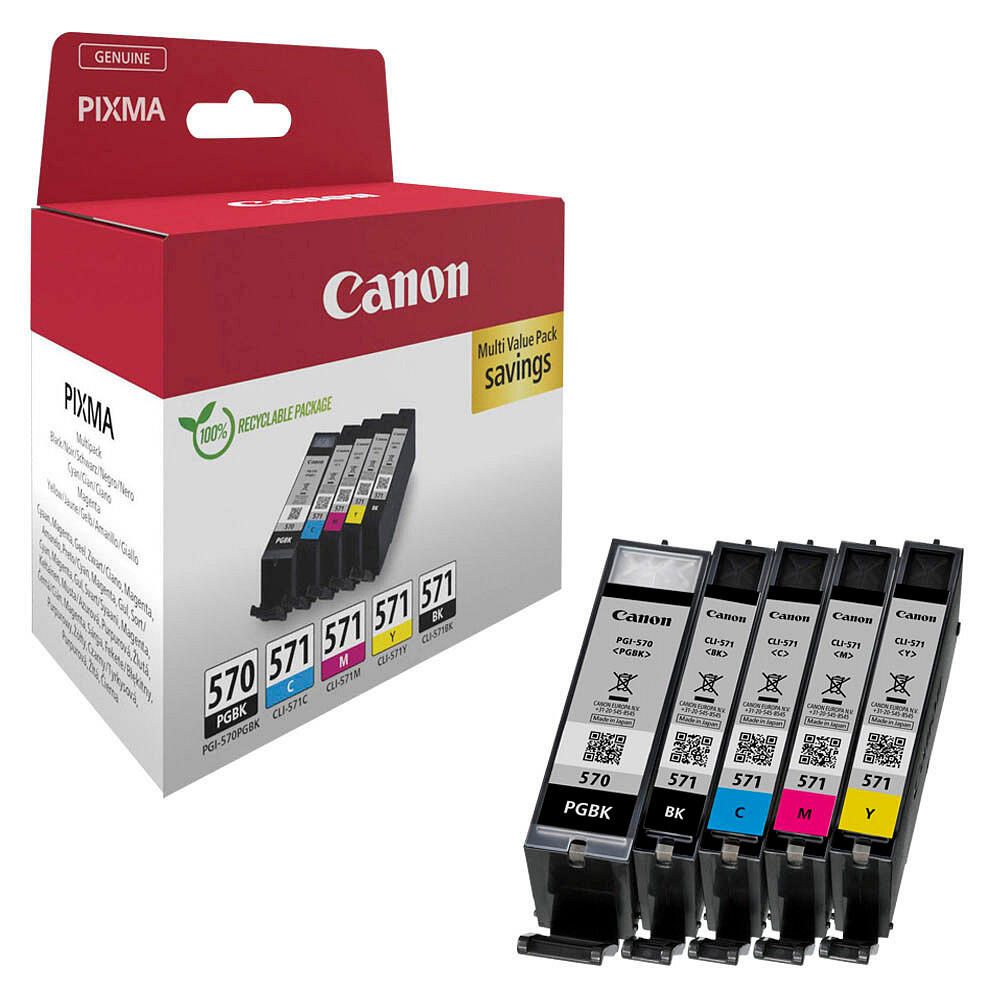 Canon Original PGI-570 + CLI-571 Druckerpatronen - Multipack 1 x schwarz / 1 x farbig (0372C006)