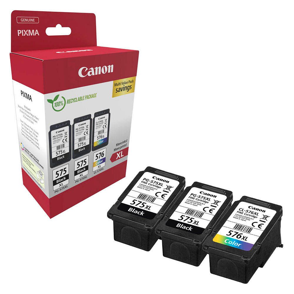Canon Original PG-575XL + CL-576XL Druckerpatronen Multipack - 2 x schwarz / 1 x farbig (5437C004)