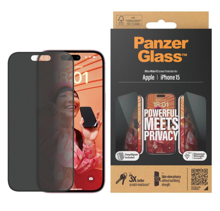 PanzerGlass™ Privacy Displayschutz iPhone 15