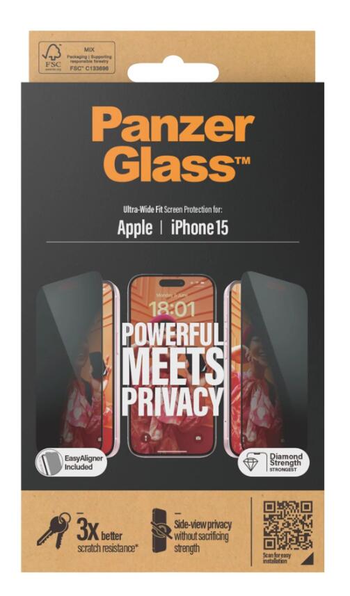 PanzerGlass™ Privacy Displayschutz iPhone 15