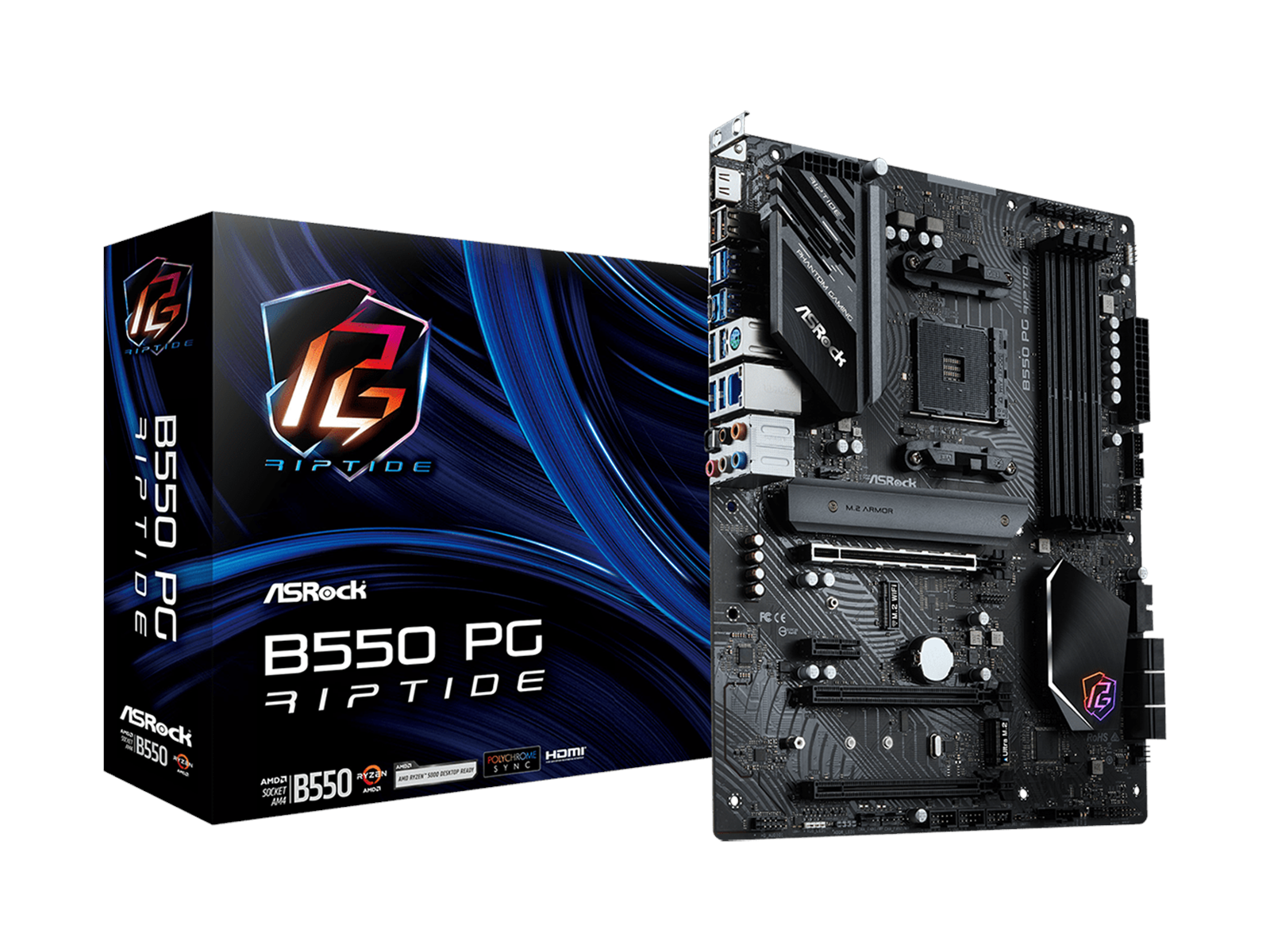 ASRock B550 PG Riptide Mainboard - AMD B550 - AMD AM4 socket - DDR4 RAM - ATX