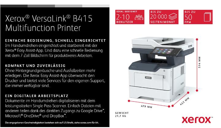 Xerox Versalink B415 Laser-Multifunktionsgerät s/w