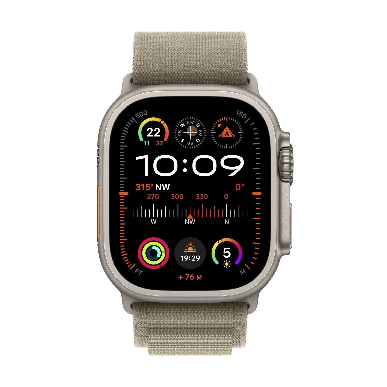 Apple Watch Ultra 2 (GPS + Cellular) 49mm Titaniumgehäuse, Alpine Loop olive, klein