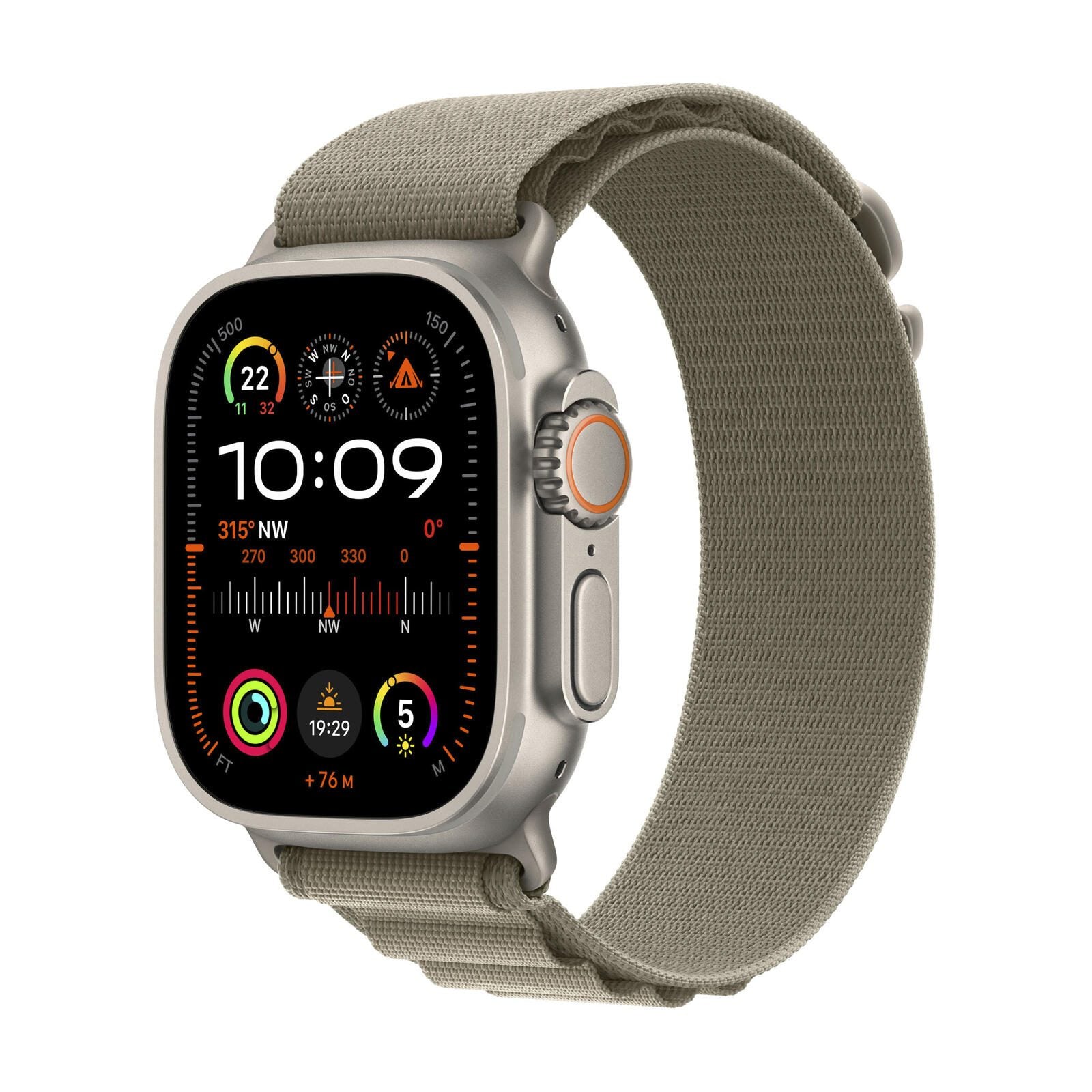 Apple Watch Ultra 2 (GPS + Cellular) 49mm Titaniumgehäuse, Alpine Loop olive, klein