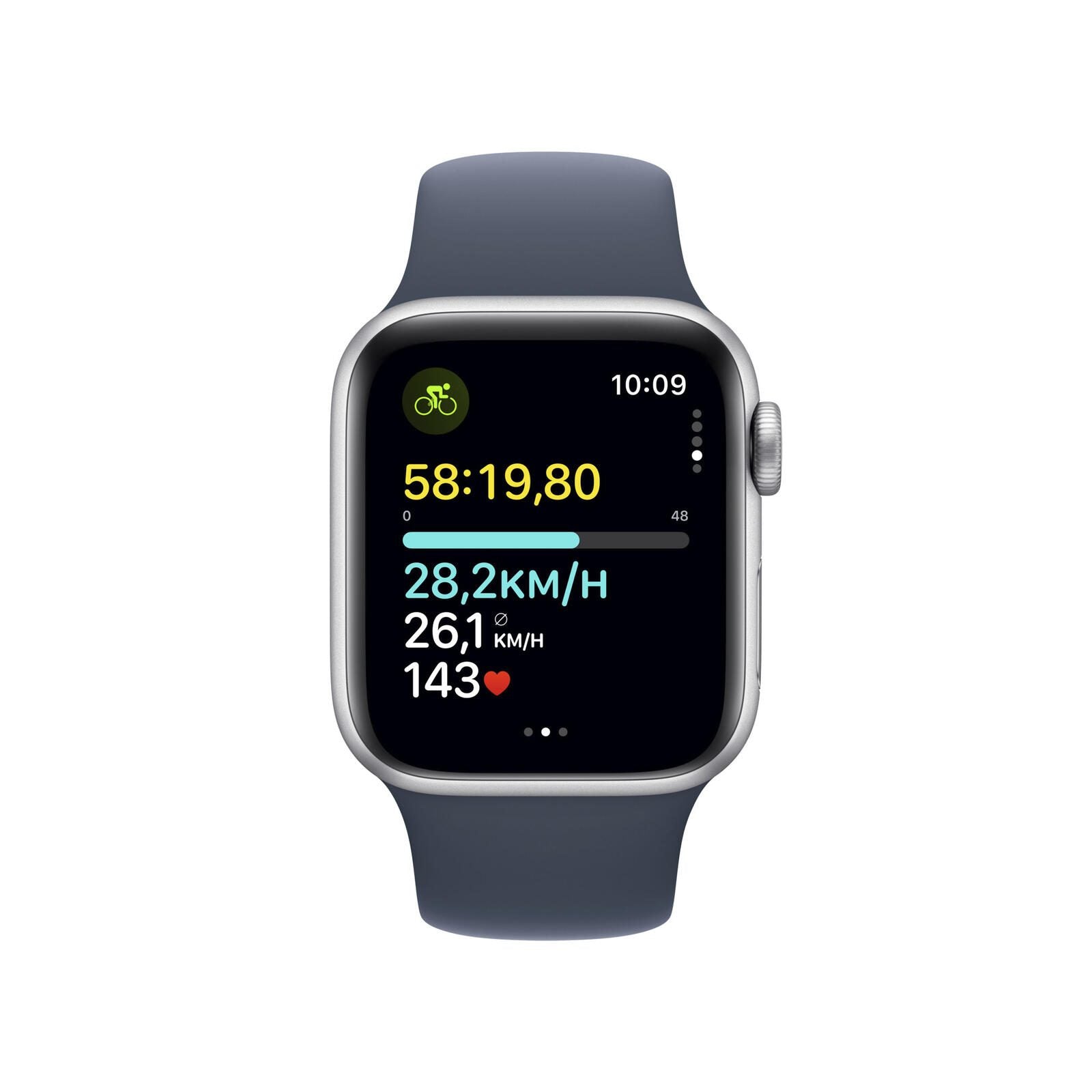 Apple Watch SE (GPS + Cellular) 40mm Aluminiumgehäuse silber, Sportband sturmblau (Größe M/L)