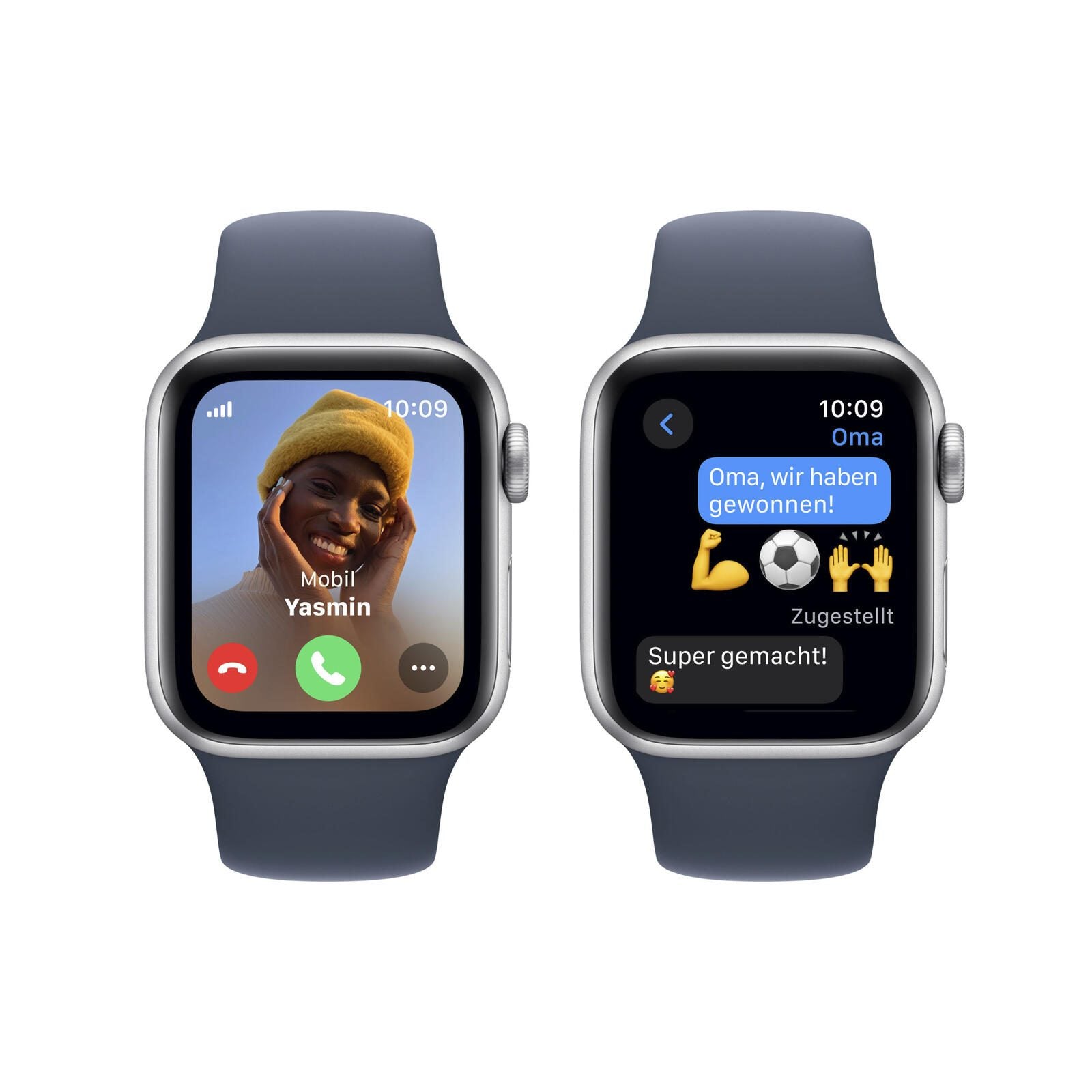 Apple Watch SE (GPS + Cellular) 40mm Aluminiumgehäuse silber, Sportband sturmblau (Größe M/L)
