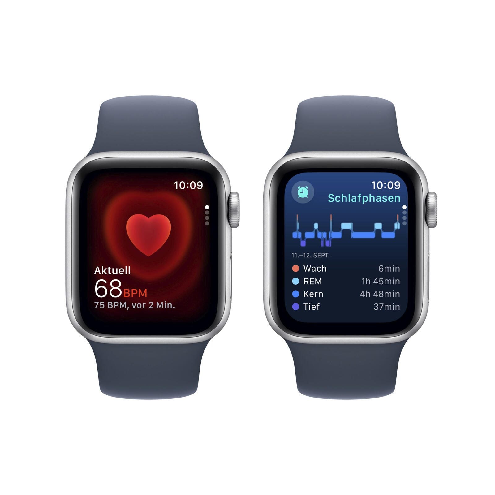 Apple Watch SE (GPS + Cellular) 40mm Aluminiumgehäuse silber, Sportband sturmblau (Größe M/L)