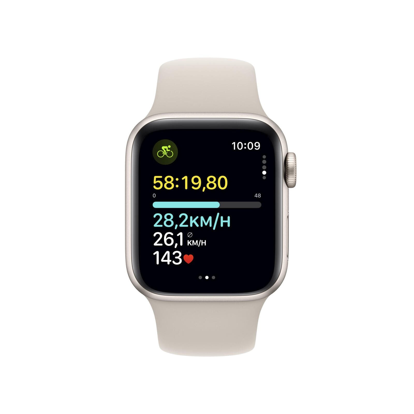 Apple Watch SE (GPS + Cellular) 44mm Aluminiumgehäuse polarstern, Sportband polarstern (Größe S/M)