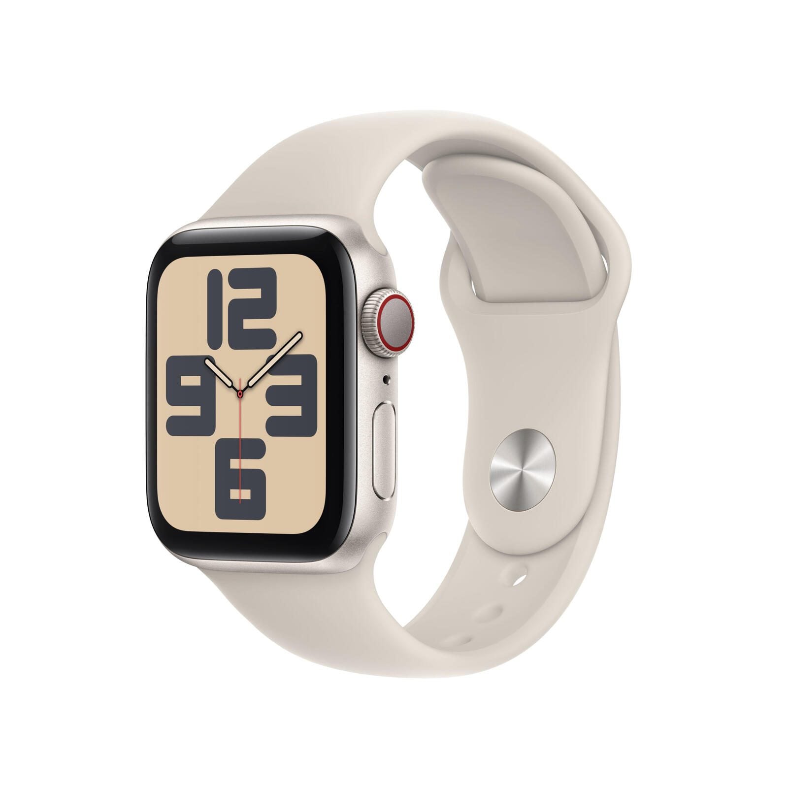 Apple Watch SE (GPS + Cellular) 44mm Aluminiumgehäuse polarstern, Sportband polarstern (Größe S/M)