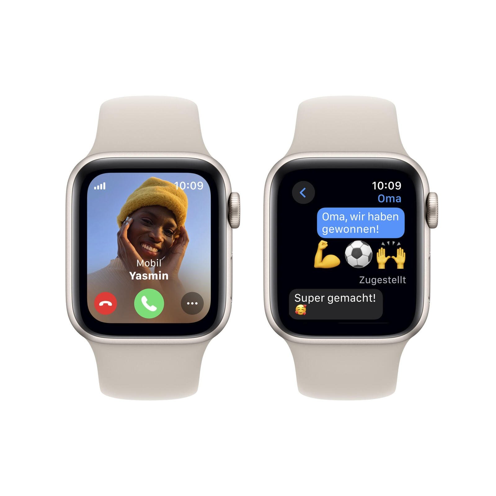 Apple Watch SE (GPS + Cellular) 44mm Aluminiumgehäuse polarstern, Sportband polarstern (Größe S/M)
