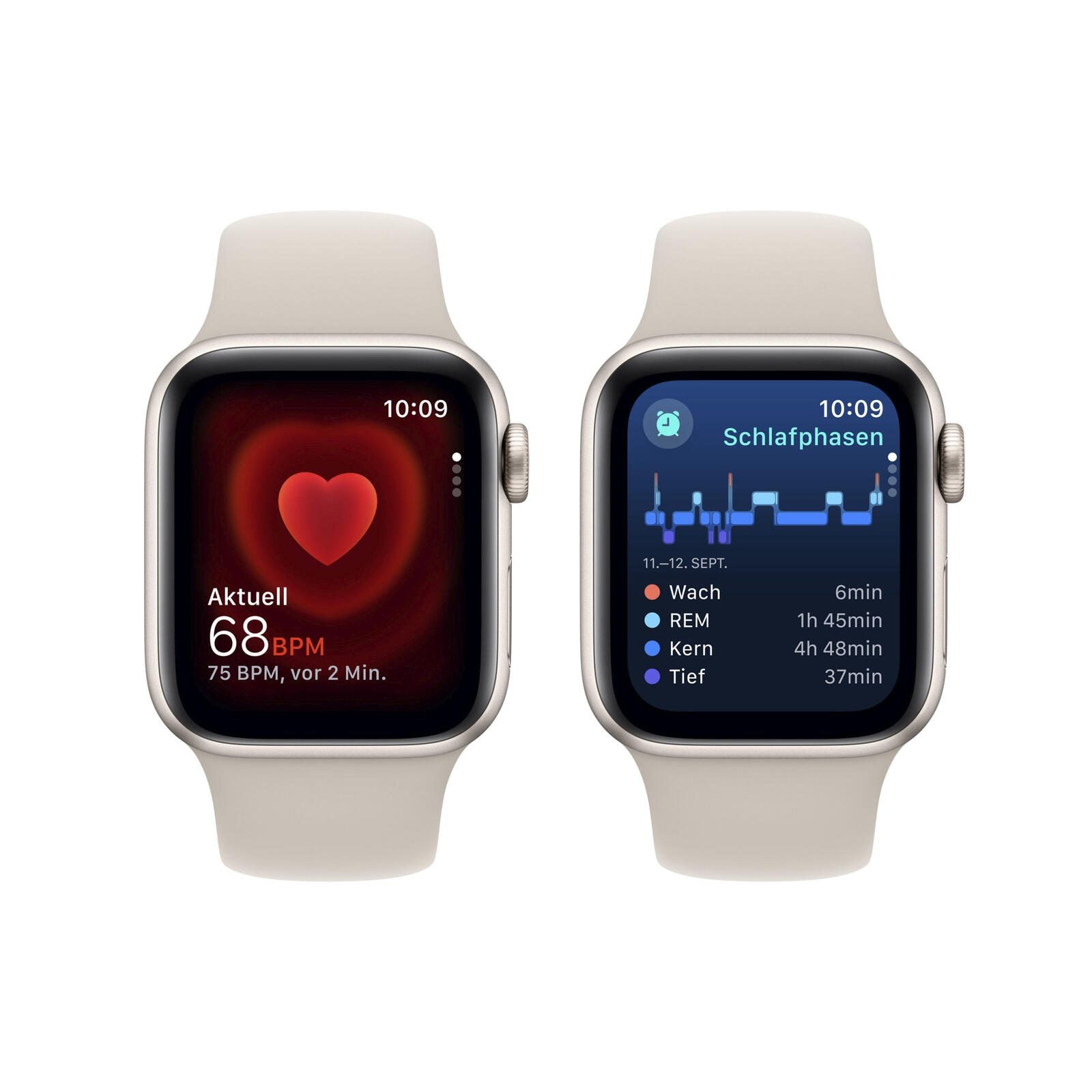 Apple Watch SE (GPS + Cellular) 44mm Aluminiumgehäuse polarstern, Sportband polarstern (Größe S/M)