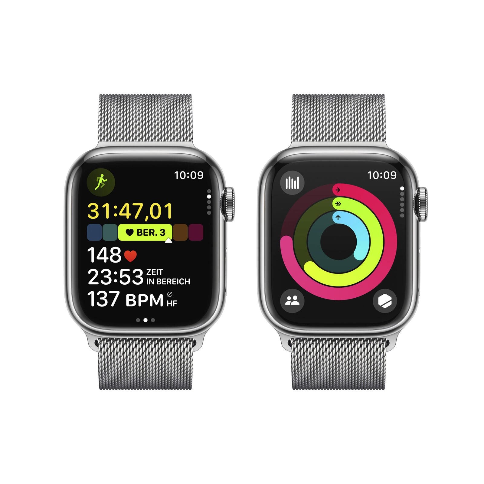B-WARE Apple Watch Series 9 (GPS + Cellular) 41mm Edelstahlgehäuse silber, Milanese Loop silber