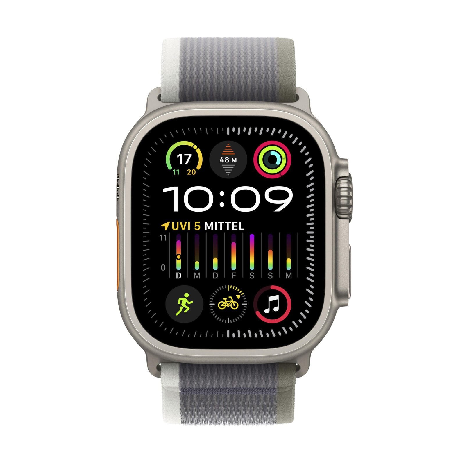 Apple Watch Ultra 2 (GPS + Cellular) 49mm Titaniumgehäuse, Trail Loop grün/grau, S/M