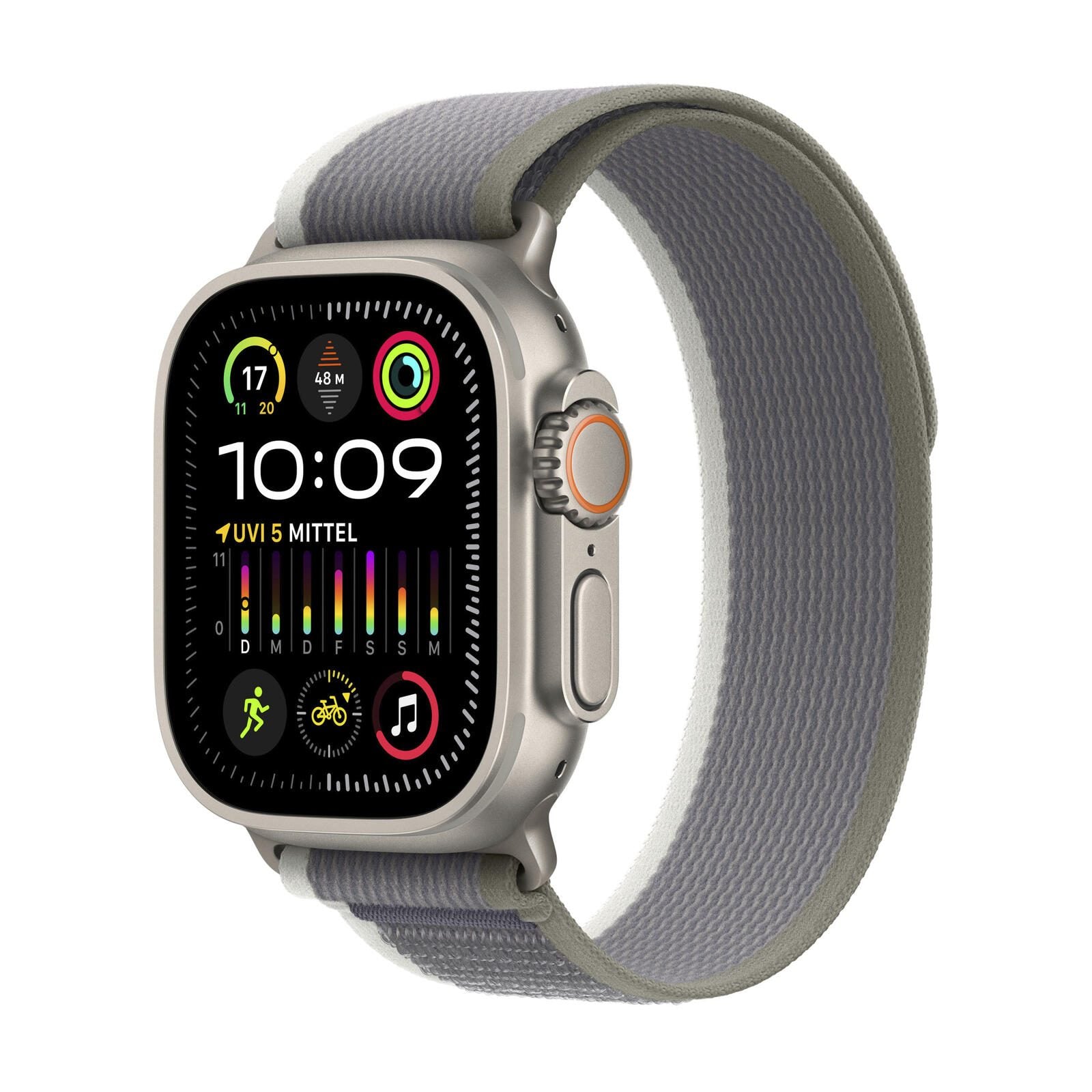Apple Watch Ultra 2 (GPS + Cellular) 49mm Titaniumgehäuse, Trail Loop grün/grau, S/M