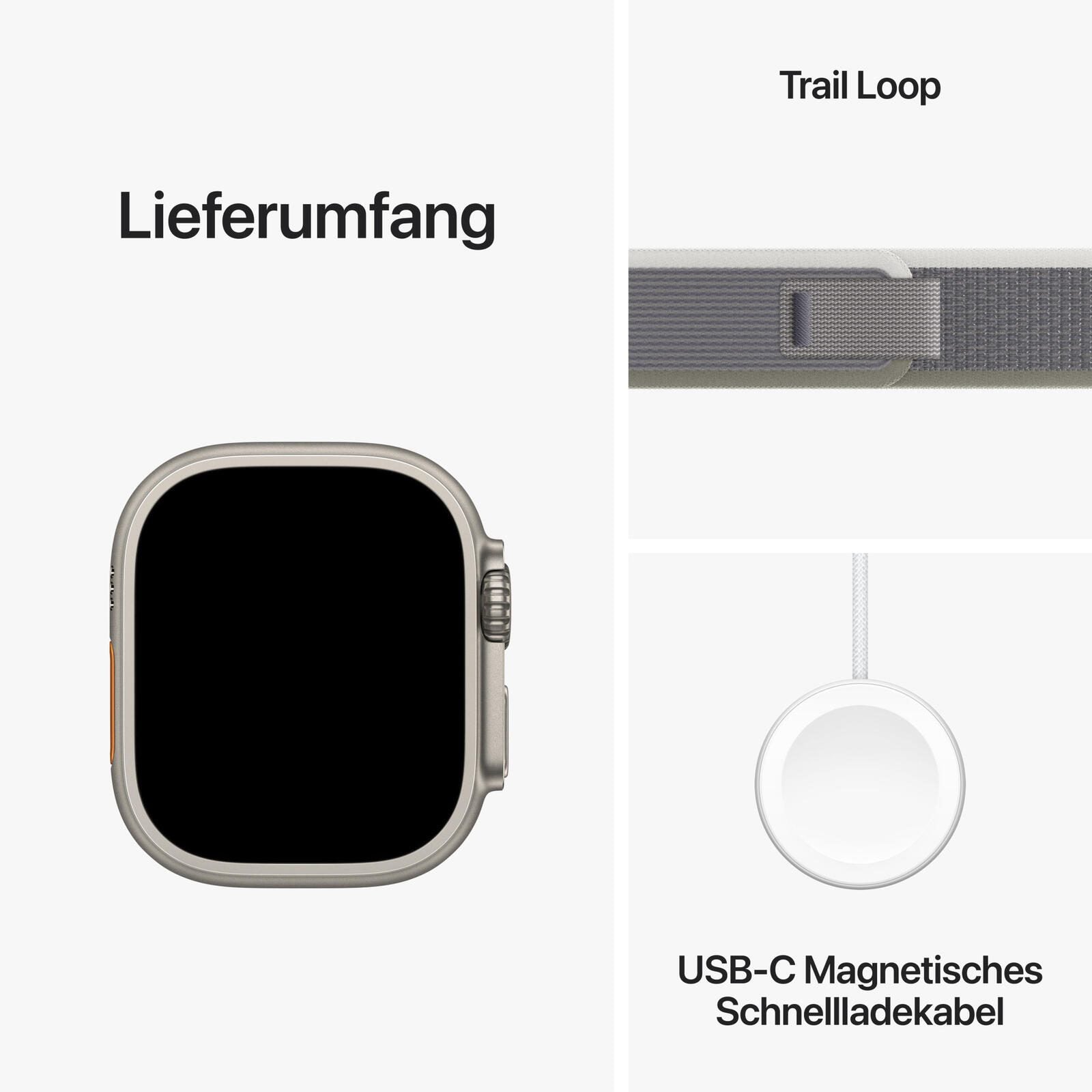 Apple Watch Ultra 2 (GPS + Cellular) 49mm Titaniumgehäuse, Trail Loop grün/grau, S/M