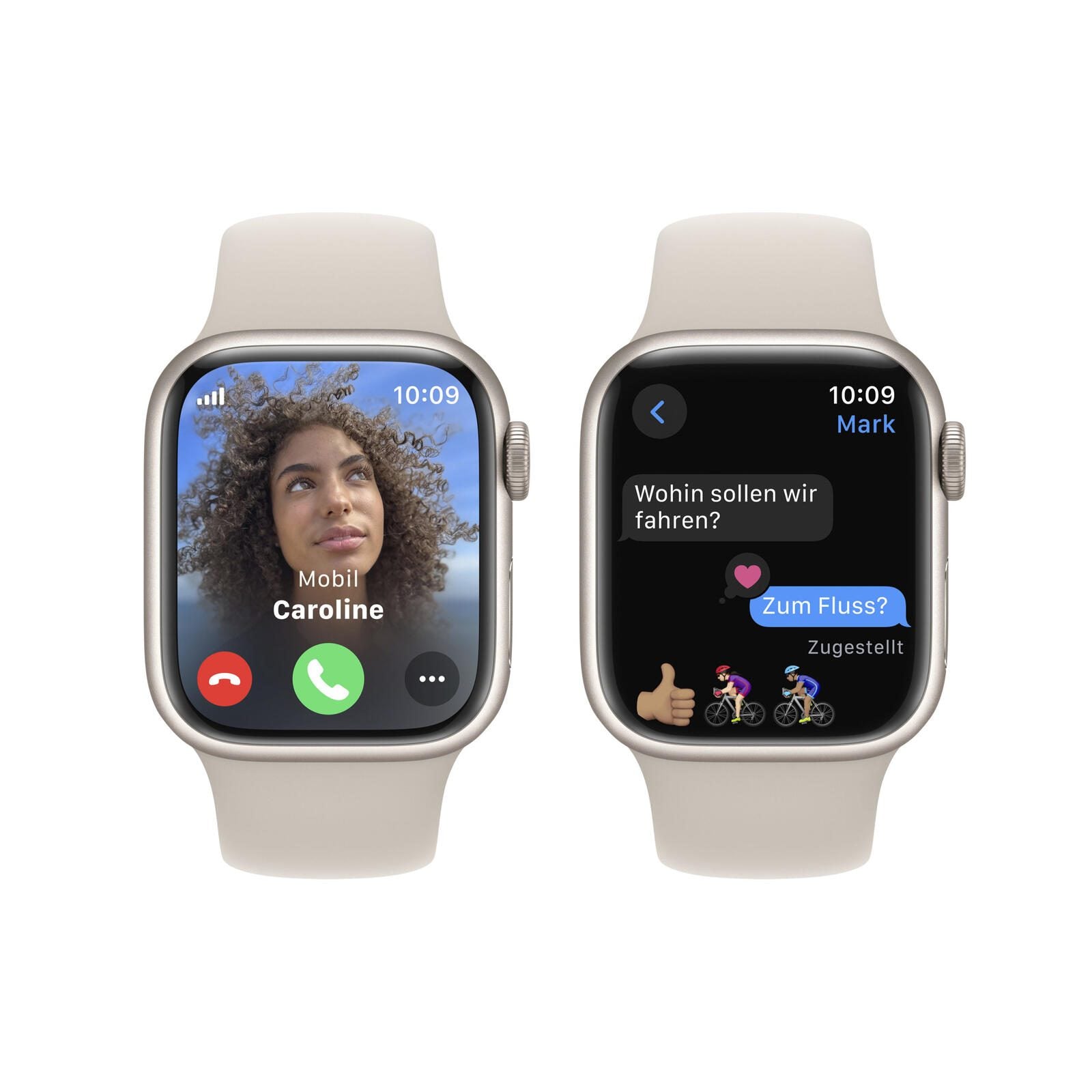 B-WARE Apple Watch Series 9 (GPS) 45mm Aluminiumgehäuse polarstern, Sportband polarstern, M/L