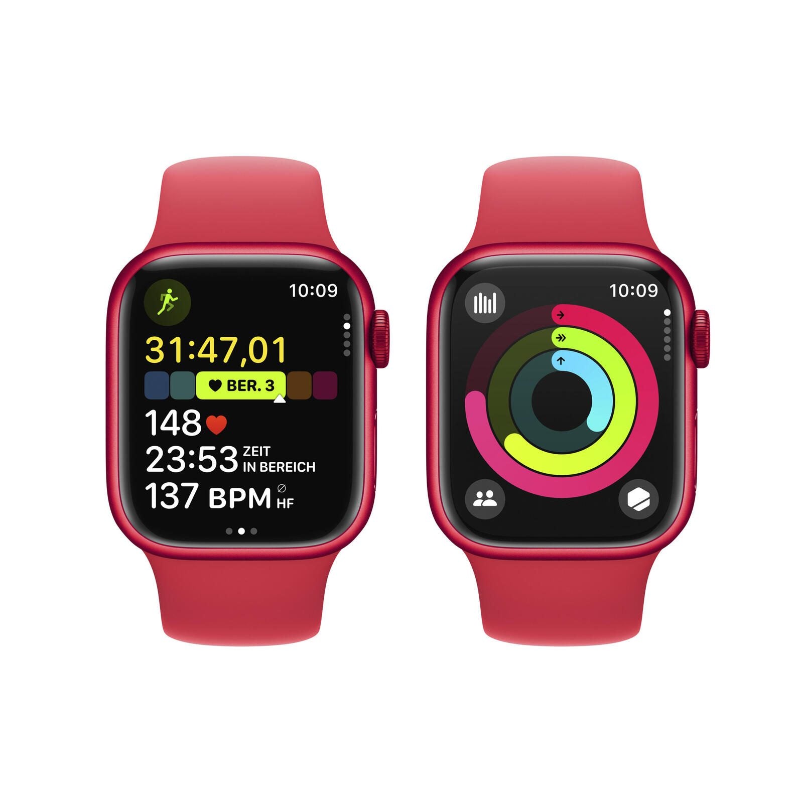B-WARE Apple Watch Series 9 (GPS + Cellular) 45mm Aluminiumgehäuse rot, Sportband rot S/M