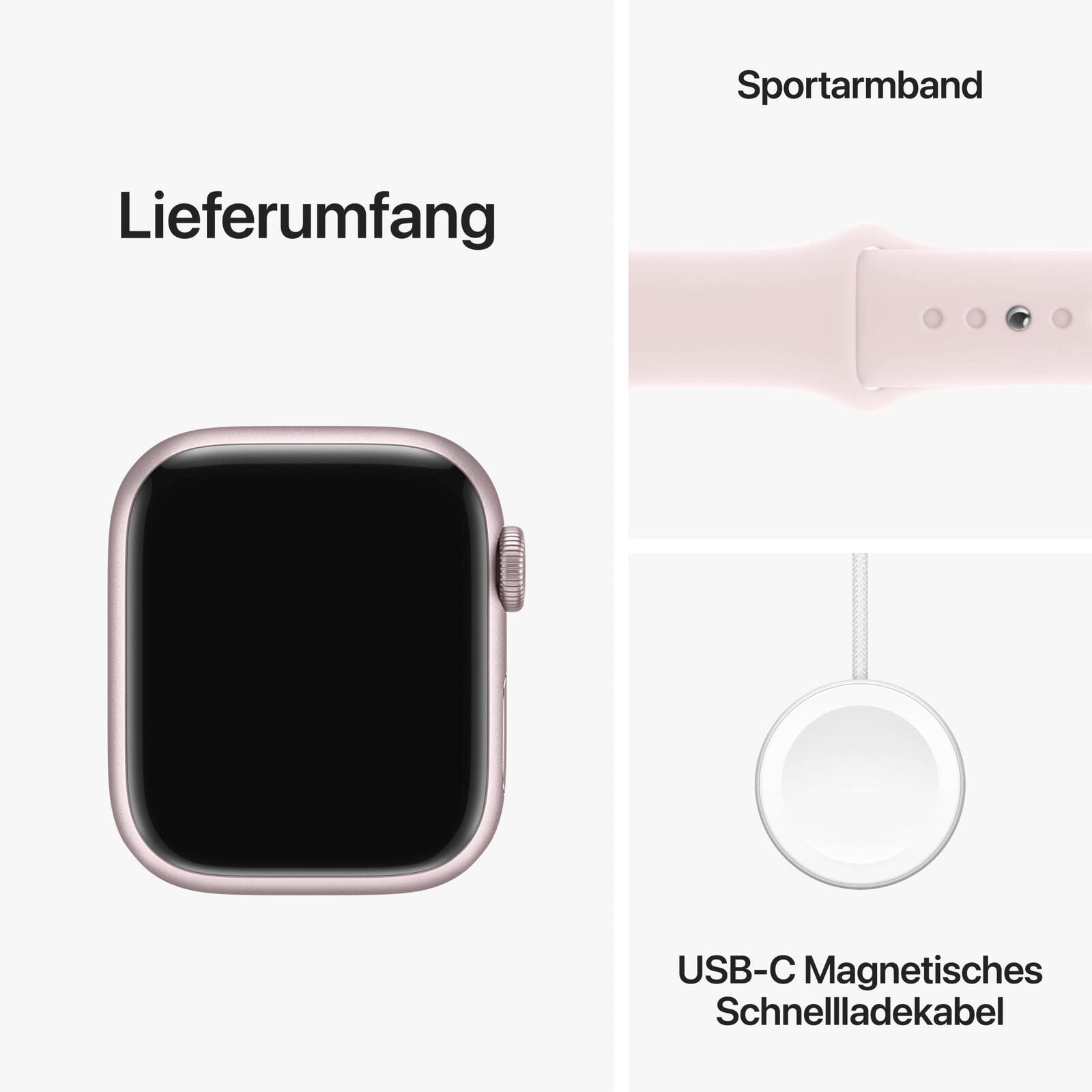 Apple Watch Series 9 (GPS) 41mm Aluminiumgehäuse pink, Sportband pink, S/M