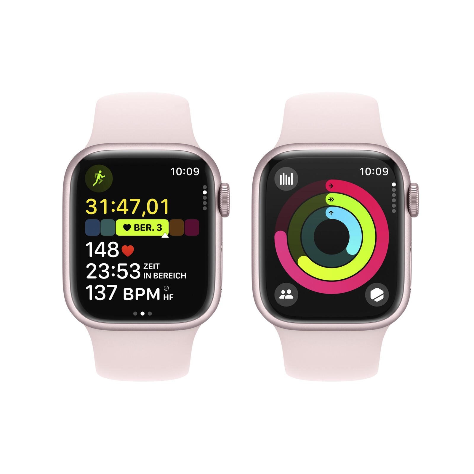 B-WARE Apple Watch Series 9 (GPS + Cellular) 45mm Aluminiumgehäuse pink, Sportband pink M/L