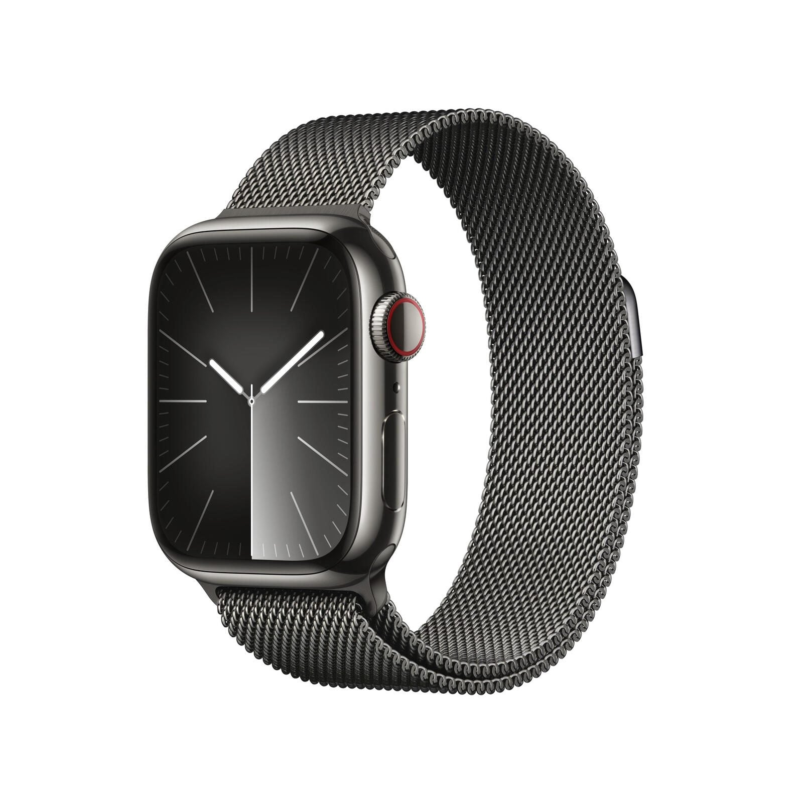 Apple Watch Series 9 (GPS + Cellular) 41mm Edelstahlgehäuse grau, Milanese Loop grau