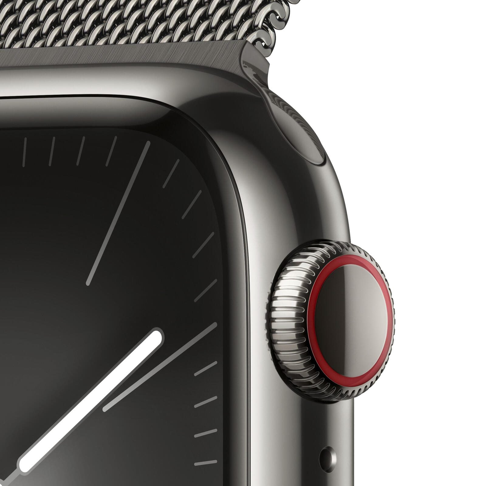 Apple Watch Series 9 (GPS + Cellular) 41mm Edelstahlgehäuse grau, Milanese Loop grau
