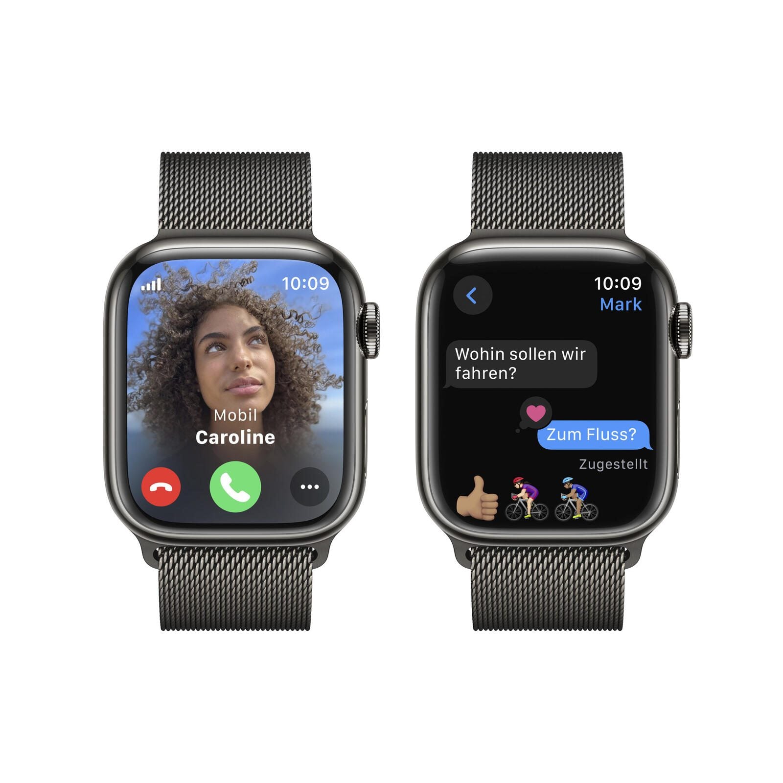 Apple Watch Series 9 (GPS + Cellular) 41mm Edelstahlgehäuse grau, Milanese Loop grau
