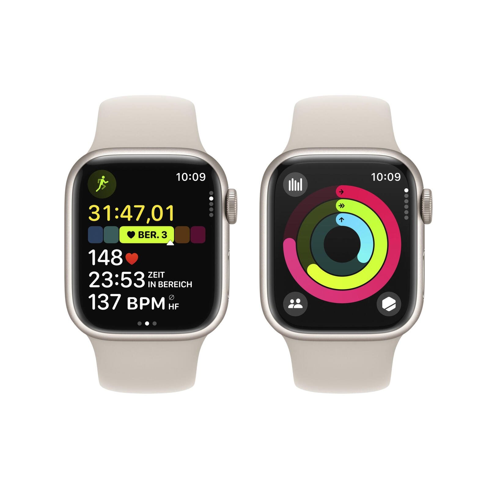 Apple Watch Series 9 (GPS + Cellular) 45mm Aluminiumgehäuse polarstern, Sportband polarstern M/L
