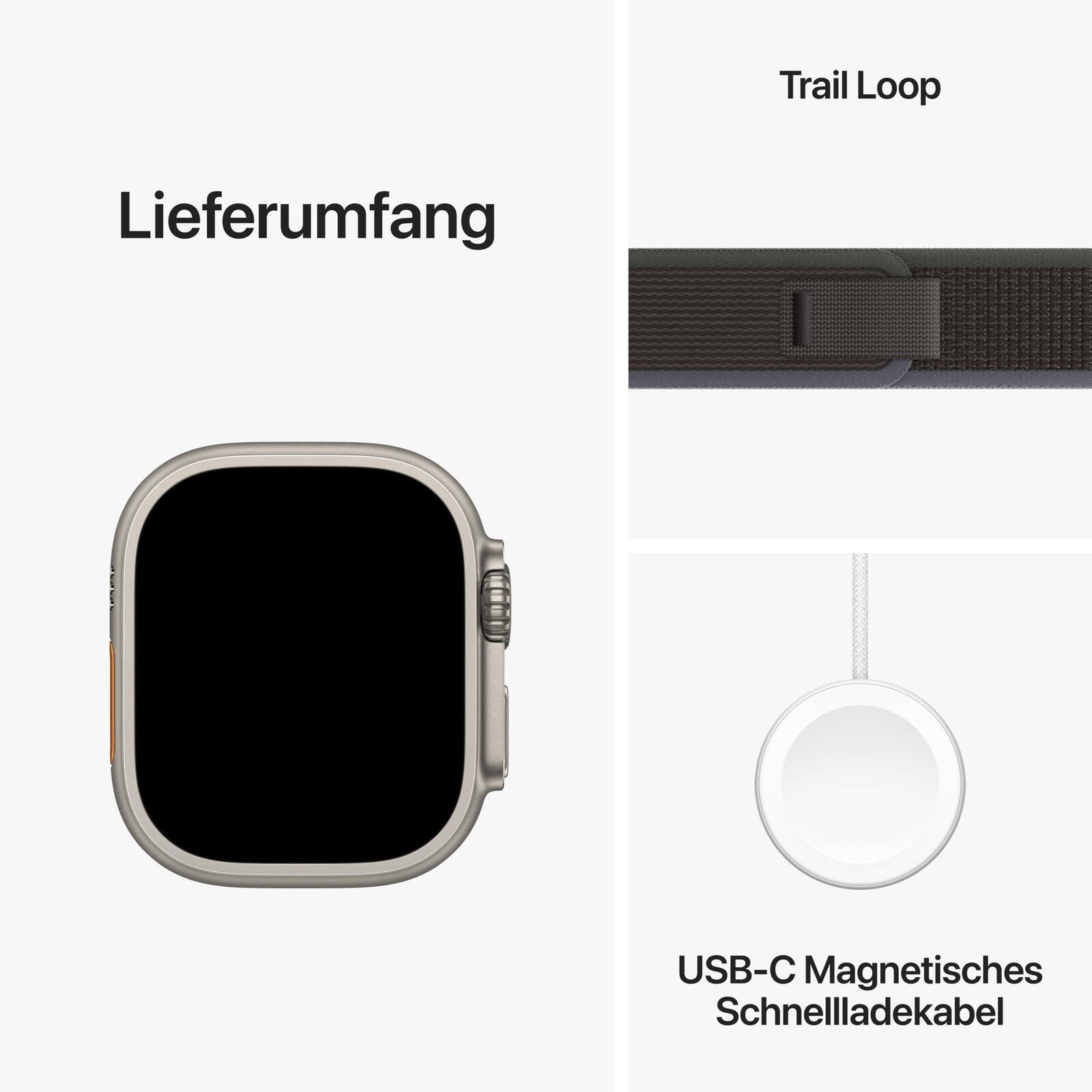 Apple Watch Ultra 2 (GPS + Cellular) 49mm Titaniumgehäuse, Trail Loop blau/schwarz, S/M