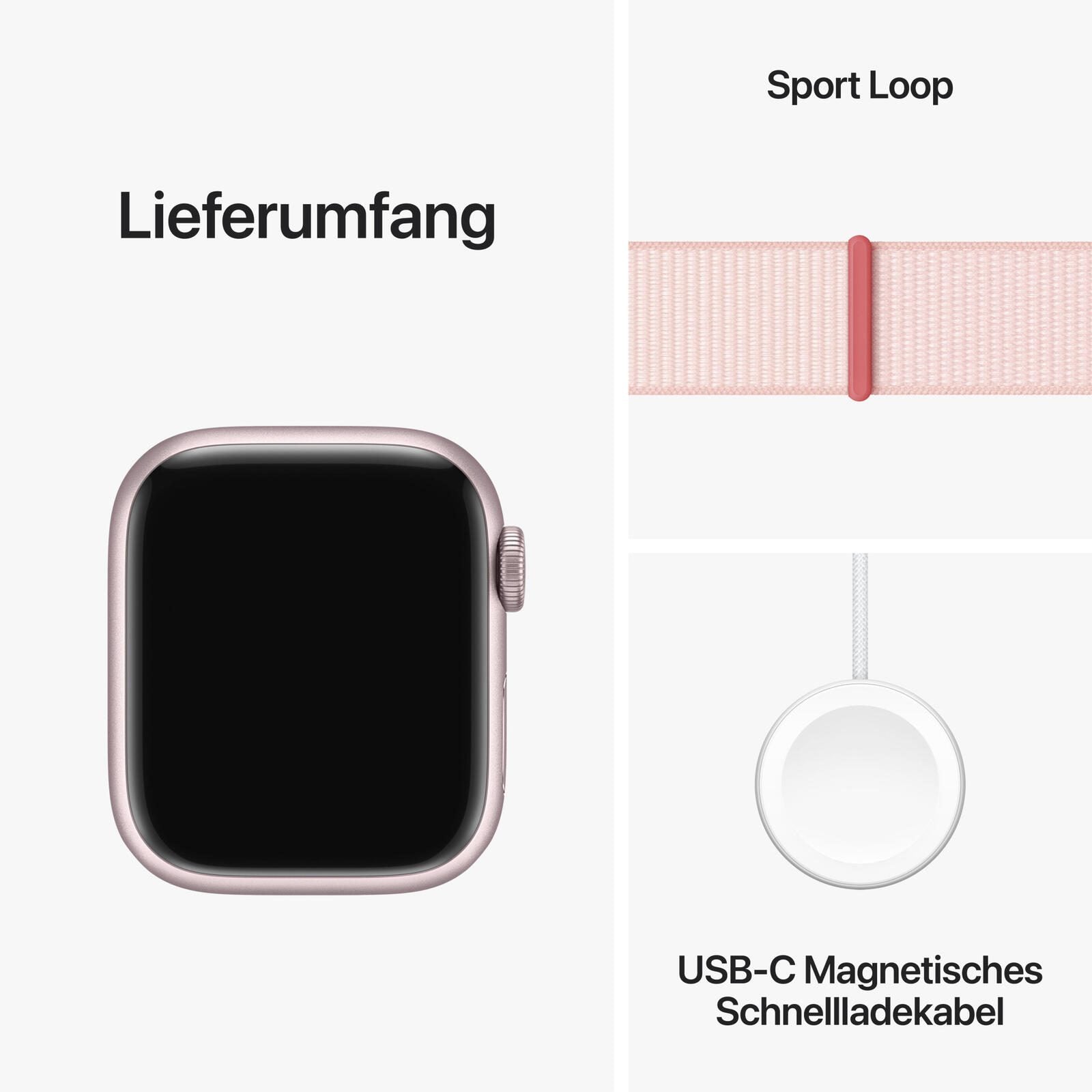 Apple Watch Series 9 (GPS) 45mm Aluminiumgehäuse pink, Sport Loop pink