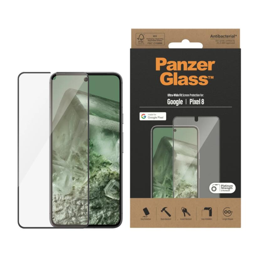 PanzerGlass™ Displayschutzfolie für das Google Pixel 8 (Ultra-Wide-Fit)