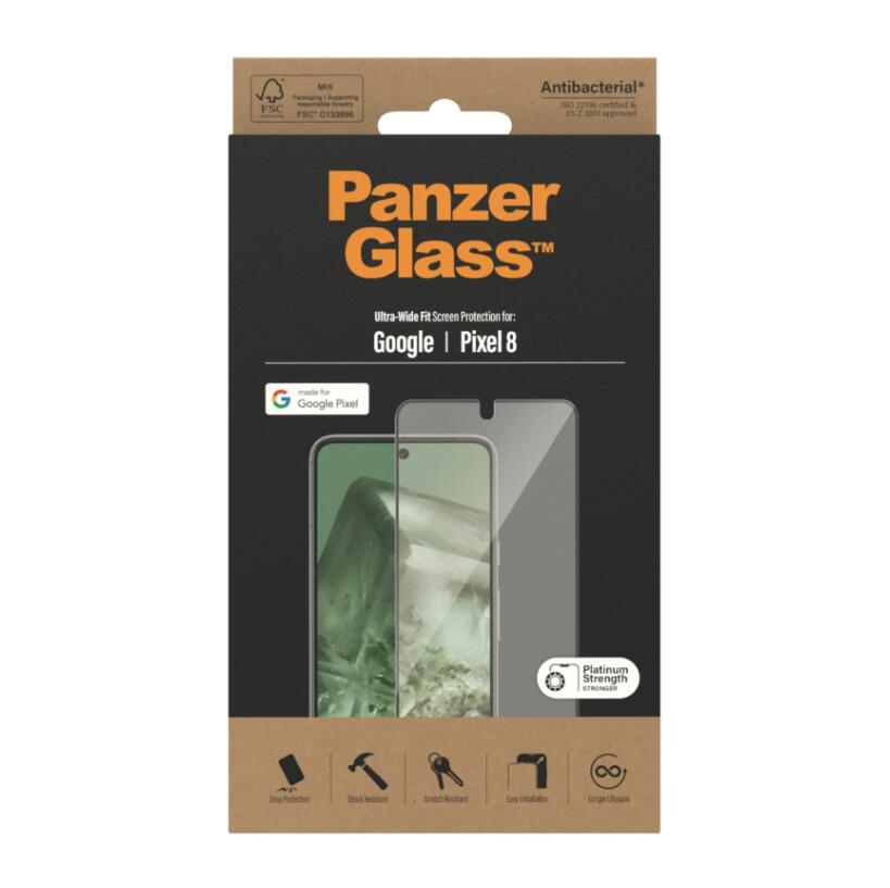 PanzerGlass™ Displayschutzfolie für das Google Pixel 8 (Ultra-Wide-Fit)