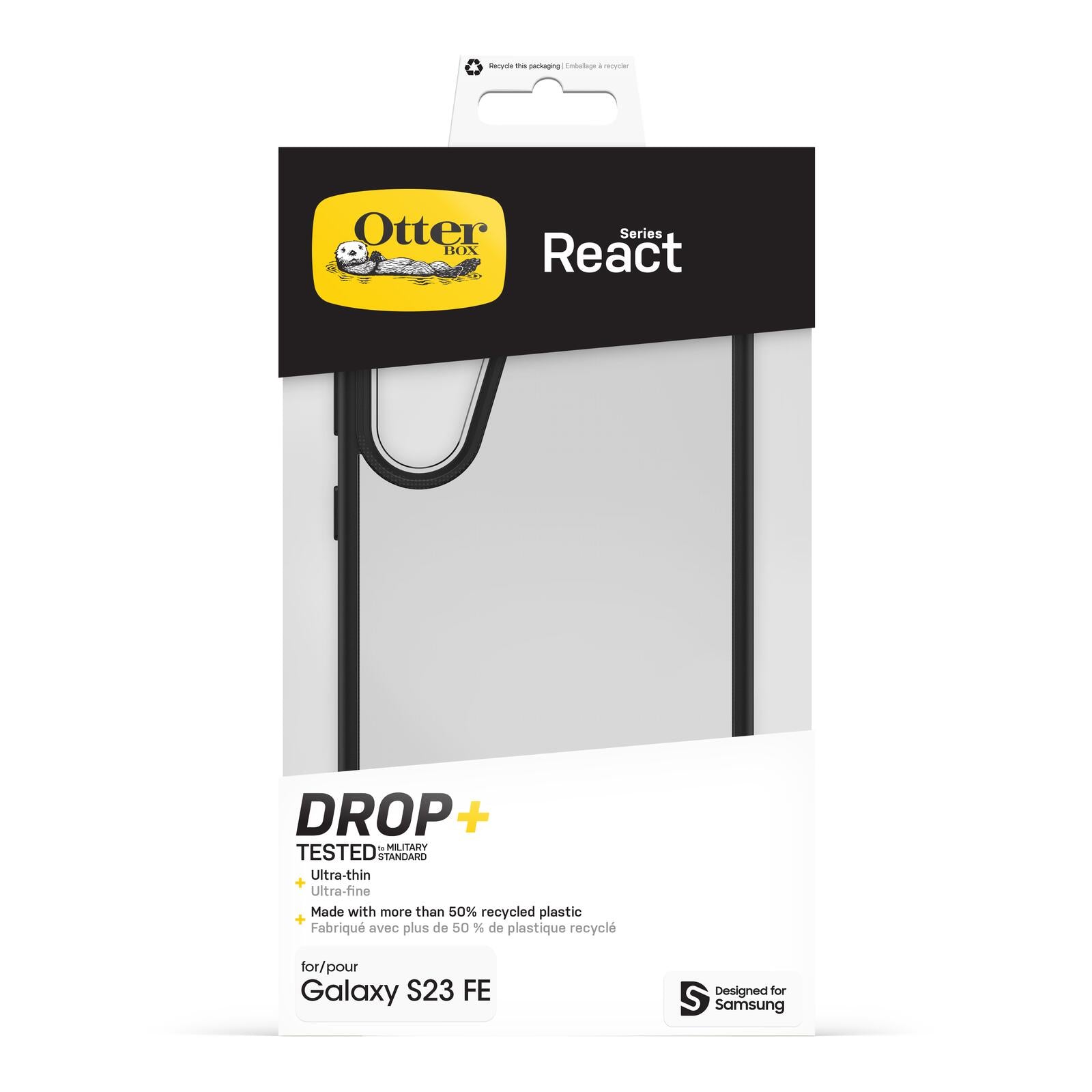 OtterBox React Series für das Samsung Galaxy S23 FE Black Crystal - clear/black