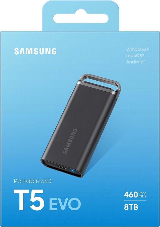 Samsung Portable SSD T5 EVO - 8TB in Schwarz für PC/Mac