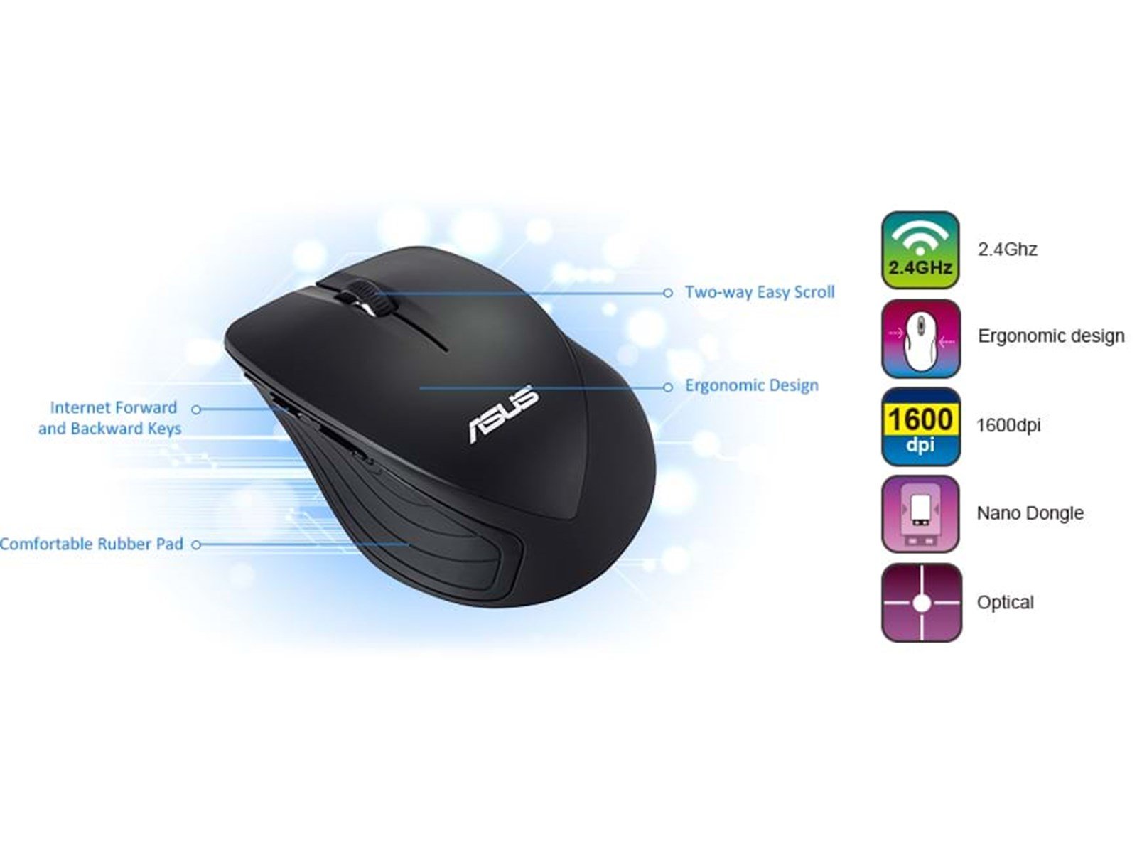 ASUS WT465 - Wireless Mouse - White - Maus (Grau)