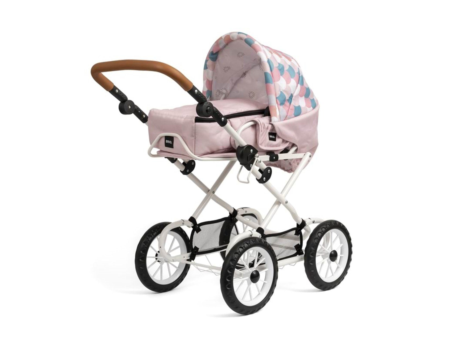 Brio Kombi dukkevogn dråbemønster pink