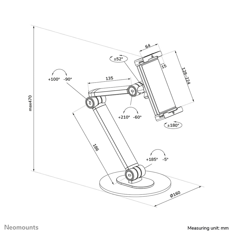 Neomounts Tablet Tischstдnder 4,7-12,9" 3Gelenke weiЯ