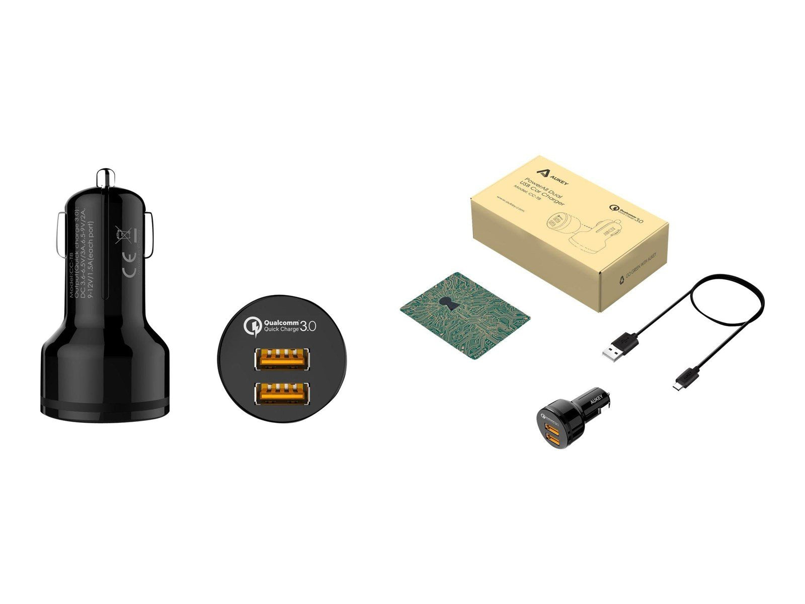 Aukey CC-T8 car power adapter - USB - 36 Watt